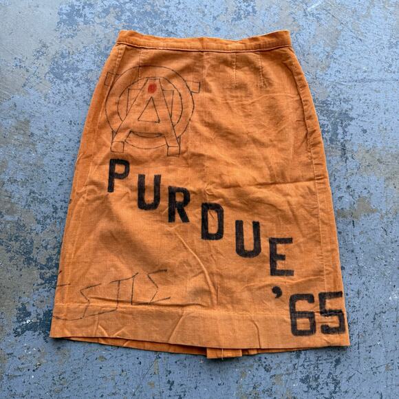 Vintage 1965 Purdue University Hand Drawn Senior Cord Skirt - Picture 1 of 10
